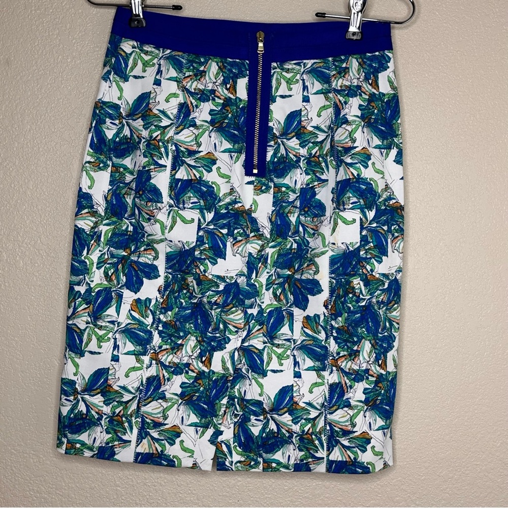 Club Monaco Francis Blue Floral Pencil Skirt size 0 - Picture 5 of 7